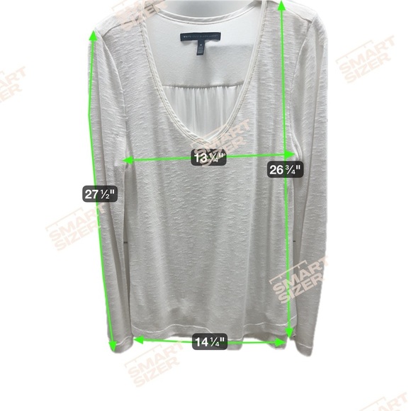 White House black market long sleeve white blouse w/ silver beading v neck- m - Picture 5 of 9